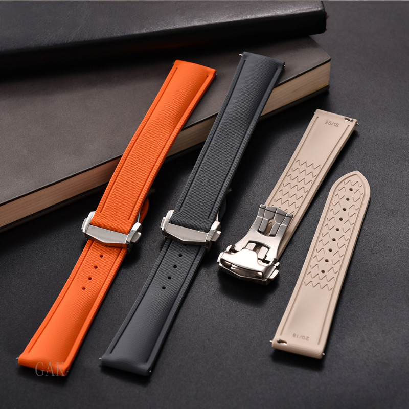 Fit สําหรับ Cartier Tank Santos Omega Swatch Universal 20mm 21mm 22mm Quick Release FKM ยางนาฬิกา Om