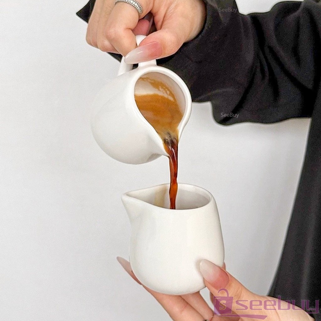 SUY 1 ชิ้น ถ้วยเซรามิก เหยือกใส่นม แบบมีที่จับ แบบไม่มีที่จับ ถ้วยกาแฟ ถ้วยน้ำผึ้ง S/M/L Ceramic cup - รูปที่ 6