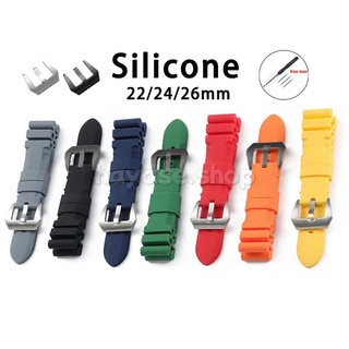 สําหรับ SUBMERSIBLE PAM441/351/111 ซิลิโคนนุ่มสร้อยข้อมือสําหรับเปลี่ยน 22/24/26 มม.ดําน้ํากันน้ําผู้ชายผู้หญิงยางนาฬิกาเข็มขัดข้อมือสําหรับกีฬา