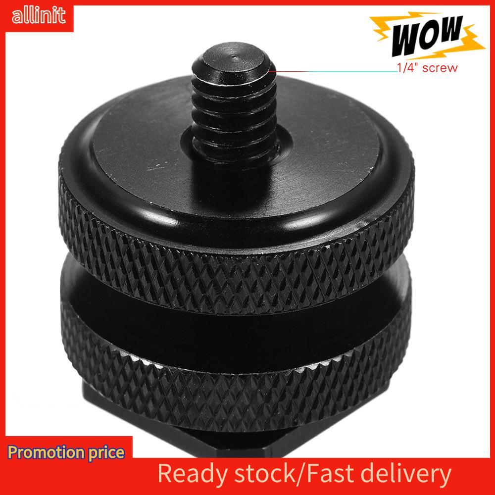 Allinit อะแดปเตอร์เมาท์แฟลช allinit Double Nut อุปกรณ์เสริม Speedlite สกรูเกลียว 1/4 โลหะ