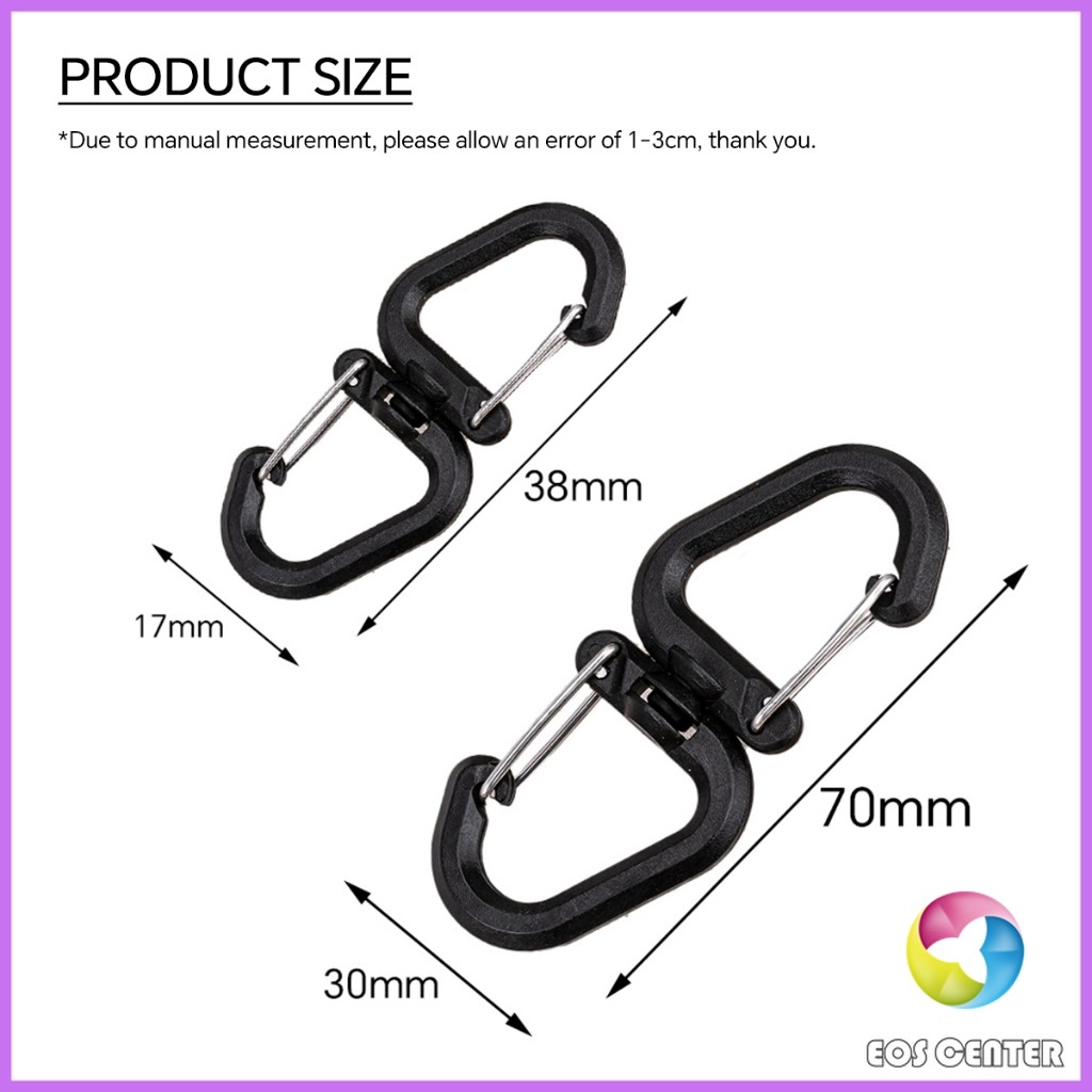 E.C. 1 ชิ้น ตะขอรูปตัว S แบบพลาสติก สามารถหมุนได้ 360 องศา พกพาสะดวก ตะขอเกี่ยวขวดน้ํา ขนาดเล็ก แขวนเป้ Backpack hook - รูปที่ 6