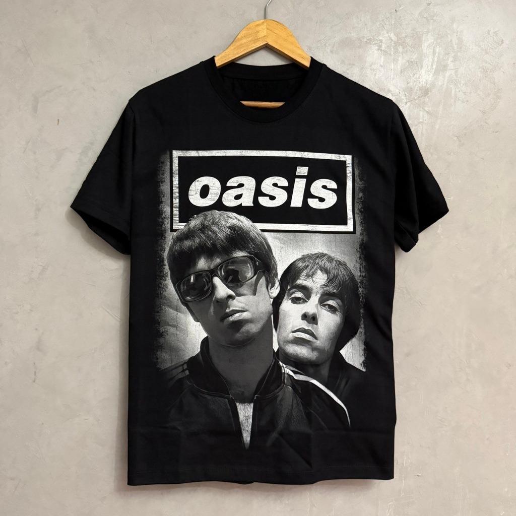 เสื้อยืดโอเอซิสเทาดำป้าย ผ้าCotton100