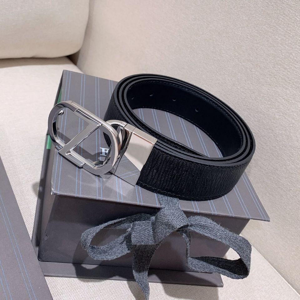 6Z1F Zegna Imported Top Grain Leather Belt Z Buckle Belt3.5cm High-end Genuine Leather Versatile Bel