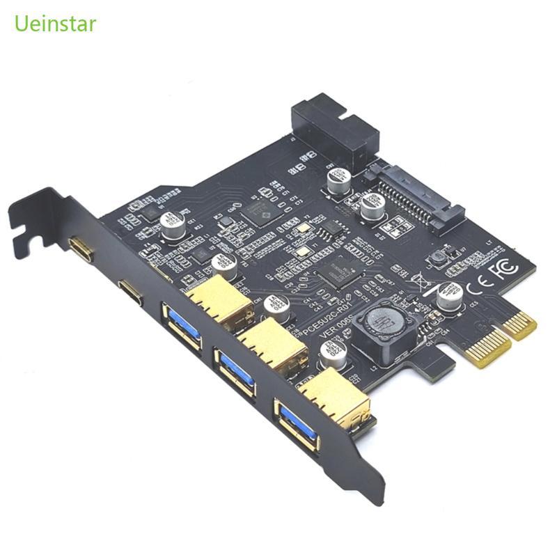 Uein Next-Gen Type-C USB 3 2 Gen1 บอร์ด PCI-E พร้อมฮับ 5 พอร์ตและขั้วต่อภายใน - ขยายความสามารถ PC ขอ