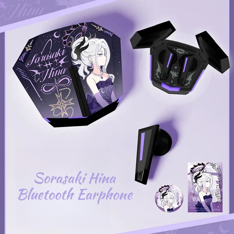 ของขวัญฟรีBlue Archive Sorasaki Hina หูฟังบลูทูธพร้อม Voiceline ไร้สายเพลงเกมอะนิเมะ TWS เสียงไฮไฟคุ