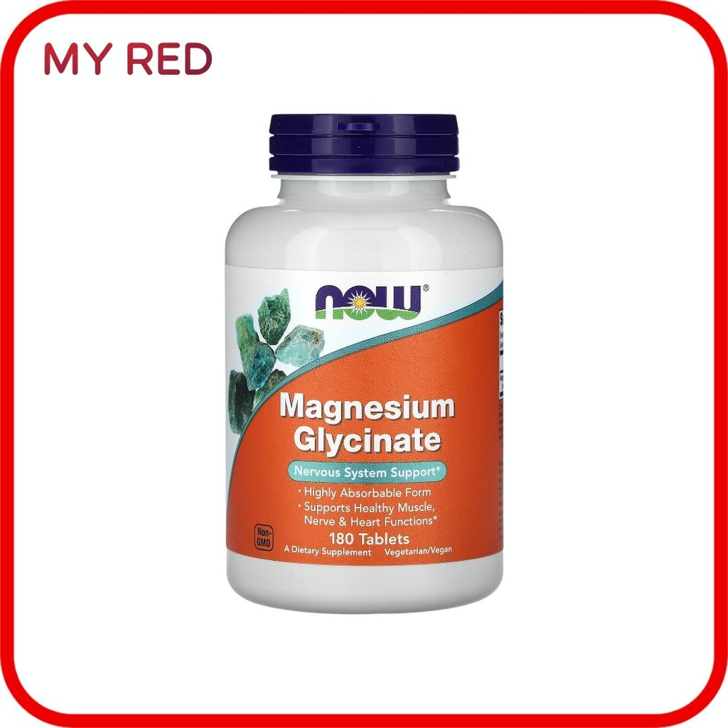 NOW Foods, Magnesium Glycinate, 180 Tablets (100 mg per Tablet)   แมกนีเซียมไกลซิเนต บรรจุ 180 เม็ด (เม็ดละ 100 มก.)
