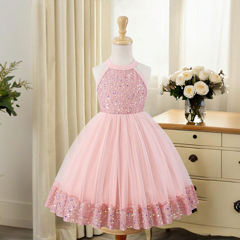 ชุดเจ้าหญิง.party ฤดูร้อนใหม่แขนกุด ชุดพิเศษสำหรับเด็กผู้หญิงวัย 3-8 ปี