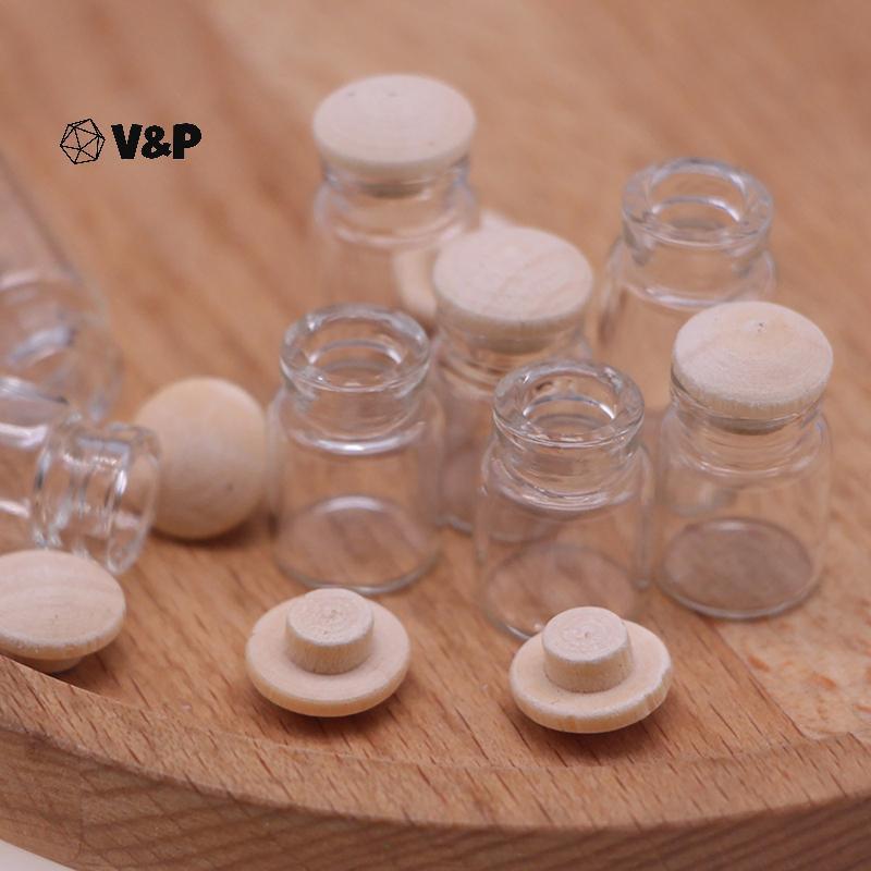V&P 4 ชิ้น/เซ็ตบ้านตุ๊กตา Mini Candy Jar ห้องครัวอาหารเล่นฉากโปร่งใส Jar