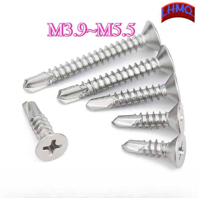 สกรูปลายสว่าน หัวเตเปอร์ หัวF/Flat Head Phillip Self Drilling Screw/304SUS/M3.9/M4.2/M4.8/M5.5LHMQ-M