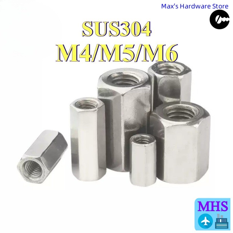 จัดส่งด่วน304 สแตนเลสคู่ผ่านหกเหลี่ยมป๋อสตั๊ดแยกคอลัมน์ถั่วคอลัมน์ยาวน็อตหกเหลี่ยม M4/M5/M6 [MHS-FC]