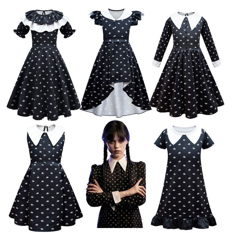 ชุดคอสเพลย์-family Wednesday Addams แบบชุดนักเรียน สำหรับครอบครัวและเด็กๆ