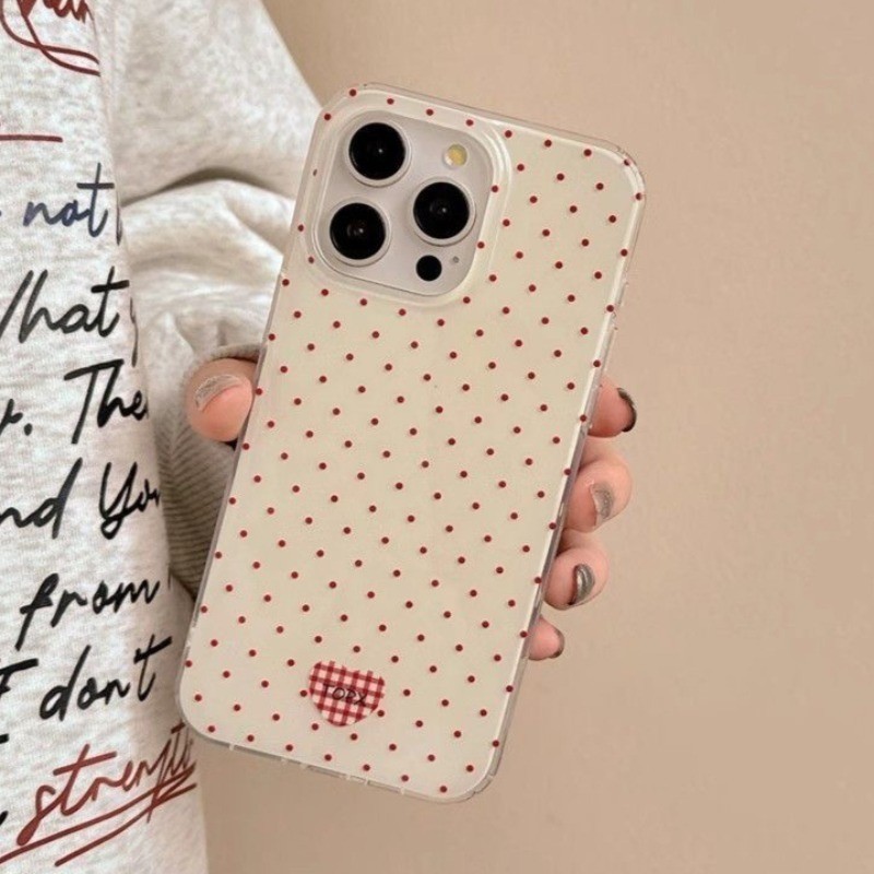 Simple Red Polka Dots รูปแบบเคสโทรศัพท์สําหรับ iPhone 17 Pro Max 16 15 14 13 12 11 Pro 16e 17 Air X XR XS Max 7 8 Plus ปกอ่อน