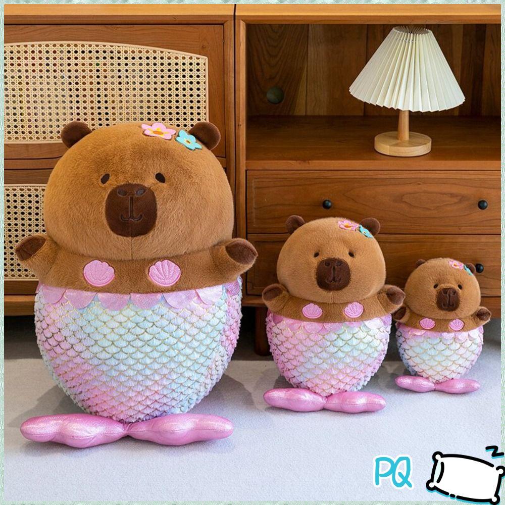 PQ Plush Doll, Mermaid Capybara Creative Fluffy Toy, 35/50 ซม.น่ารักของขวัญที่น่าสนใจ