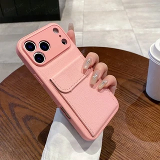 【พร้อมที่ใส่การ์ด】กระเป๋าสตางค์หรูหราหนังไหมลิ้นจี่ เคสโทรศัพท์เข้ากันได้กับ iPhone 17 11 12 13 14 15 16 Pro Max Air Plus ป้องกันแรงกระแทกแบบนุ่ม ฝาหลังโทรศัพท์ เคสสวยงาม