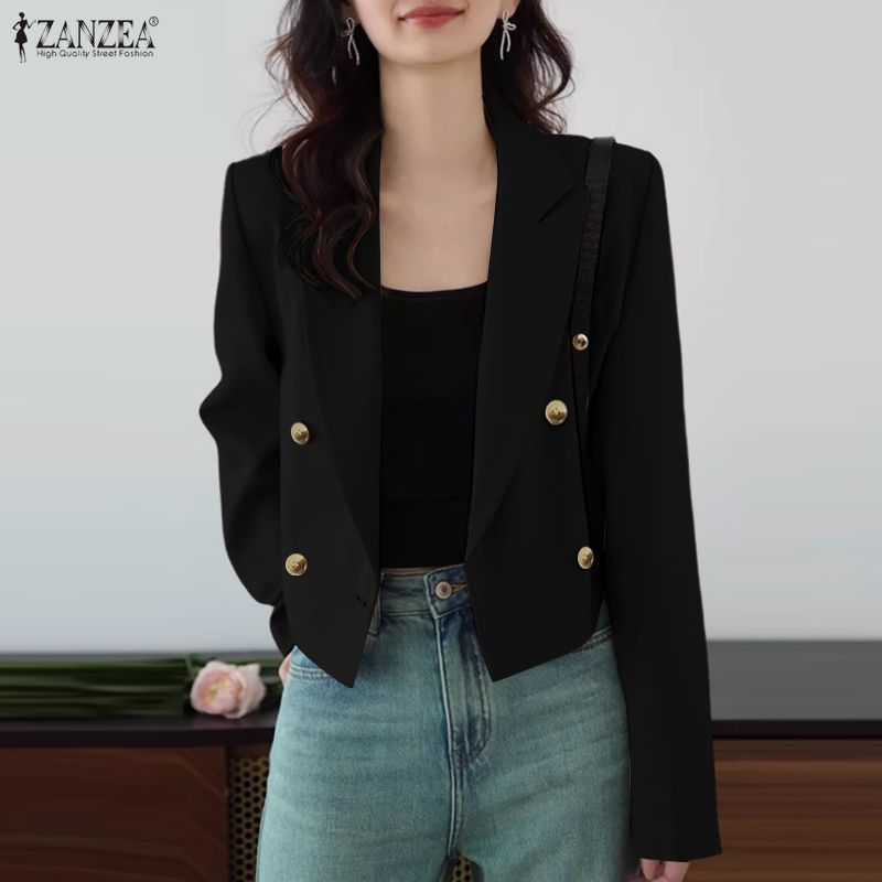 ZANZEA ผู้หญิงเกาหลีธุรกิจขั้นสูงปกแขนยาว Double-Breasted Elegant Officewear Blazer — صورة 4