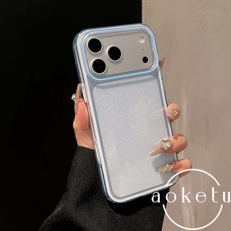ผงแฟลช 3-in-1 เหมาะสําหรับ Apple 17Promax เคสโทรศัพท์ iPhone 16 อะคริลิคโปร่งใส 15Pro Premium 14/13/12 Full Pack Anti Drop ฝาครอบซิลิโคน