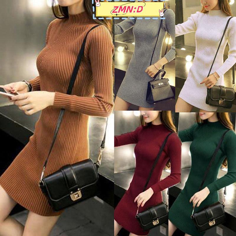 ZMN:D ผู้หญิงฤดูใบไม้ร่วงฤดูหนาว Slim เสื้อกันหนาวชุด Bodycon คอเต่าถักจัมเปอร์เสื้อถัก RRT