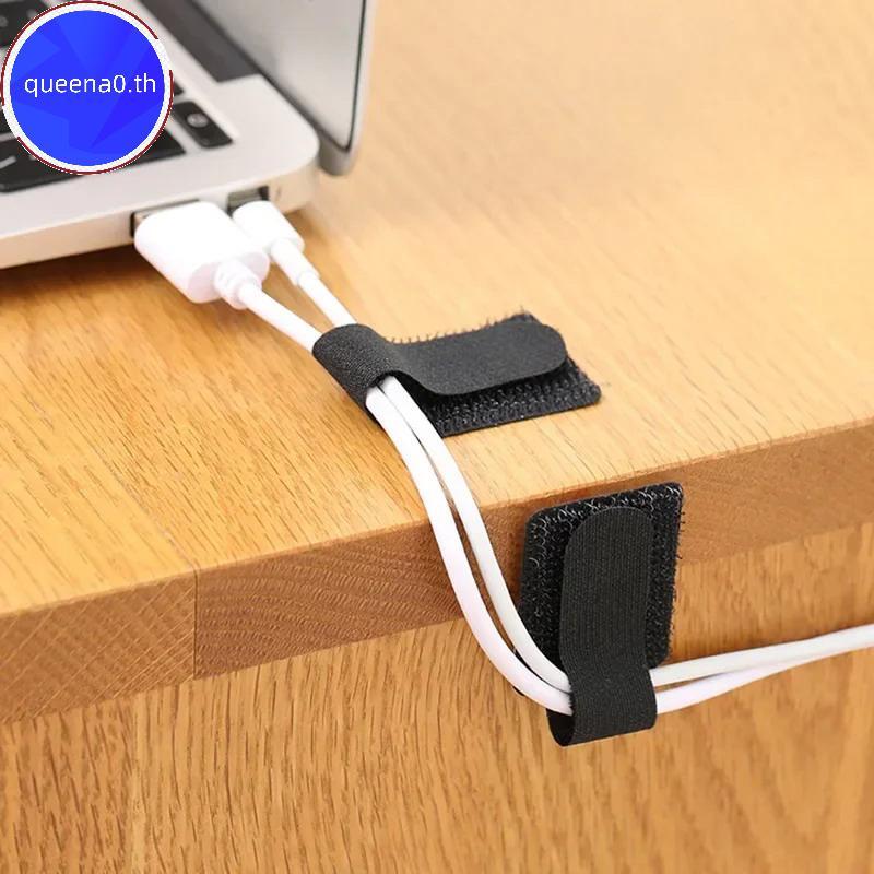 Queena0 10pcs Reusable Cable Organizer โต๊ะสายไฟ Tie Organizer Self กาวเชือกผู้ถือสายไฟป้องกันสายรัด th