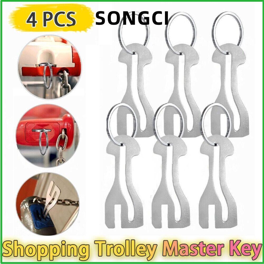 SONGCI รถเข็นช้อปปิ้ง Token, รถเข็นโลหะที่ถอดออกได้ Master Key Token, ที่ใส่เหรียญแบบใช้ซ้ําได้ที่ทน