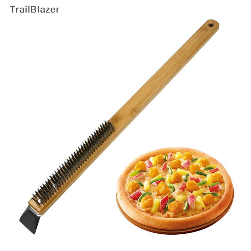 TBTH แปรงเตาอบพิซซ่าด้ามไม้ Grill Scraper แปรงทําความสะอาดในครัวเรือนเครื่องมือพิซซ่าสําหรับเตาอบทํา