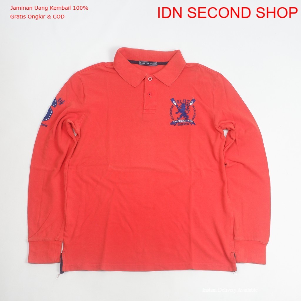 Hang Ten เสื้อโปโลแขนยาวปักโลโก้ - Preloved