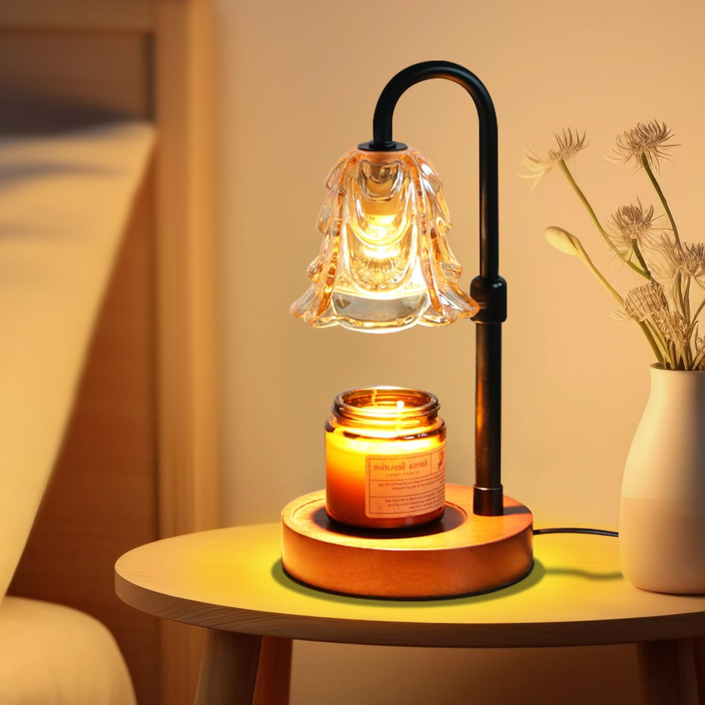 Wooden Aromatherapy Lamp, Wax Melting Lamp, Candle Warmer, Dimmable Candle Holder Lamp, Bedroom Arom