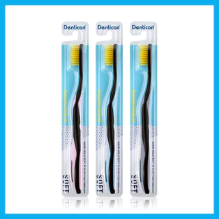 Denticon Toothbrush Nano Gold Soft & Slim [Random Color] 3pcs เดนติคอน แปรงสีฟันขนแปรงทองคำ.