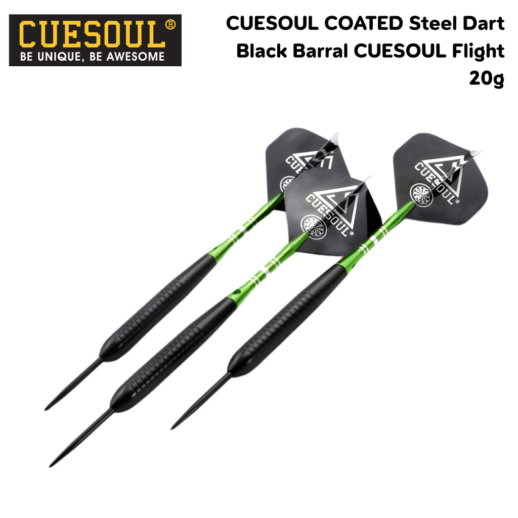 ลูกดอกปาเป้า Cuesoul Coated Black Barral / Cuesoul Flight Steel Darts 20g ซองหนัง