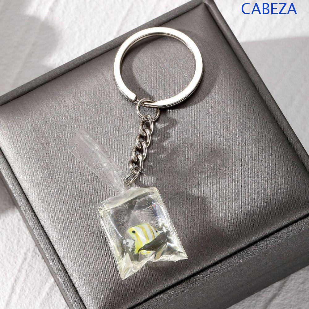 CABEZA พวงกุญแจปลาทอง,เลียนแบบถุงน้ําปลาจี้ปลาขนาดเล็ก,แขวนผู้ถือเรซิ่นโปร่งใสตลกปลาทองน้ํา Kechain 