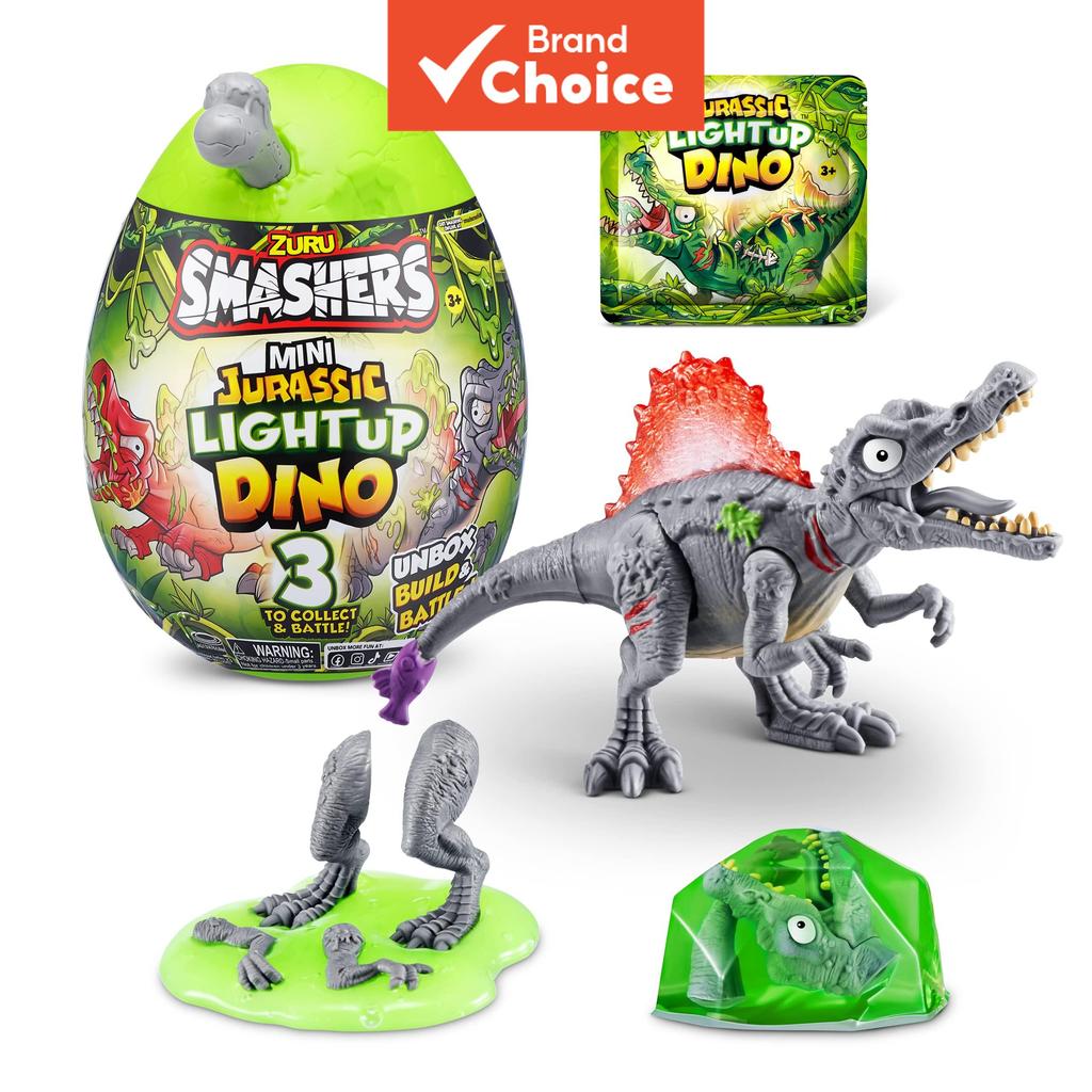 ZURU Smashers Mini Jurassic Light Up Dino Egg, Volcano Slime Fossil Toy Dinosaur T-Rex Toy for Boys 