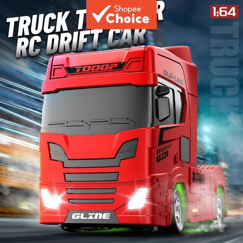 1:64 RC Trailer Head Driftรถรุ่นความเร็วสูงMini Semi-Trailerรถบรรทุกเสียงและแสง,รายการสุดท้ายของขวัญสําเร็จการศึกษา,2.4GรีโมทคอนโทรลRacingของเล่นสําหรับเด็กผู้ชายเด็ก8 +