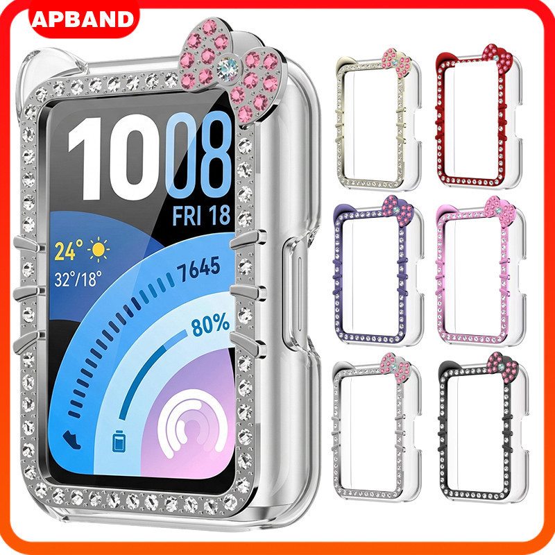 กรณี PC เพชร for Smartwatch Huawei Band 11/11 Pro อุปกรณ์ป้องกันหน้าจอร่องฝาครอบกันชน