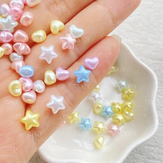 100pcs เรซิ่นผสม 3D สีสันหัวใจ/ดาวเล็บอุปกรณ์เสริมแบนกลับ Rhinestone DIY งานแต่งงานสมุดภาพตกแต่งคริสต์มาสหัตถกรรม