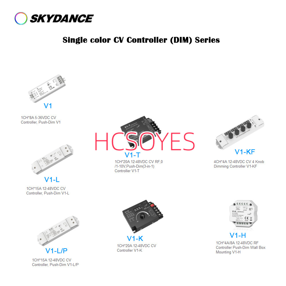 Skydance สีเดียว led Dimmer RF DIM CV Controller Series Push Dim dimming Controller สําหรับ 12V 24V 