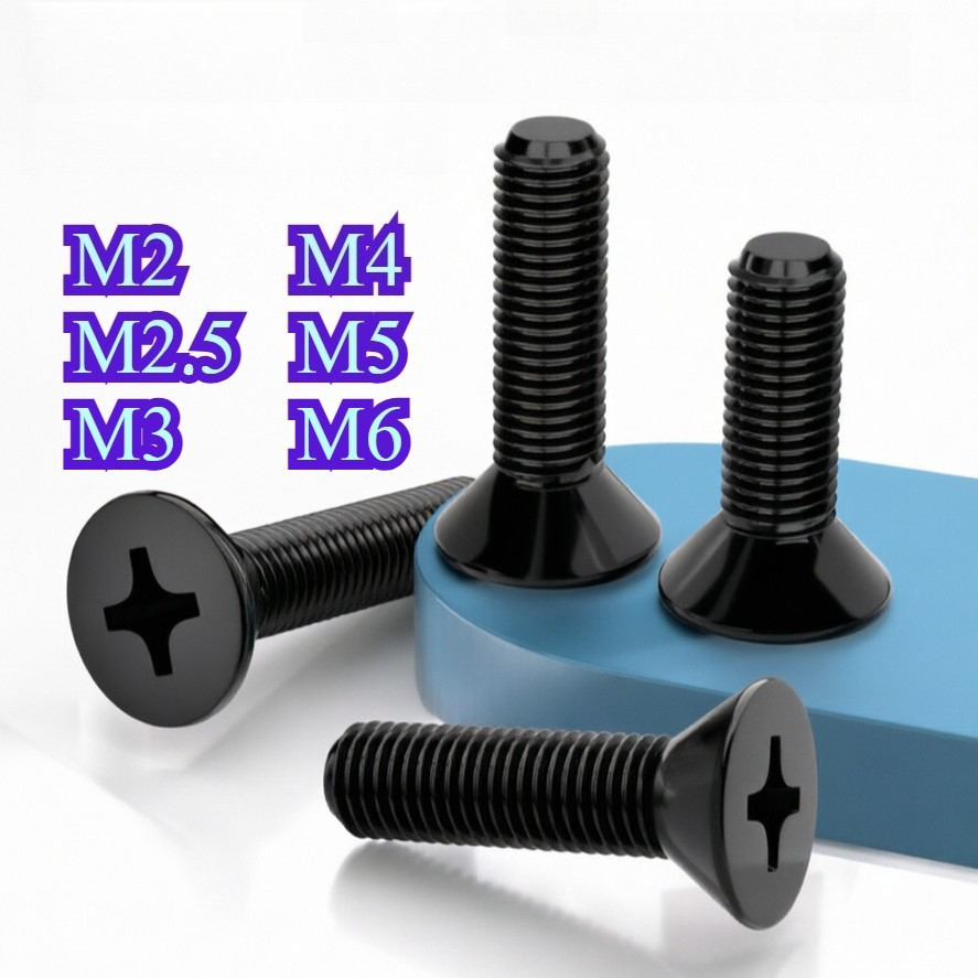 GB819 สีดํา 304 สแตนเลสสตีลหัวจม M2/M2.5/M3/M4/M5/M6 * L3-50 มม.WY