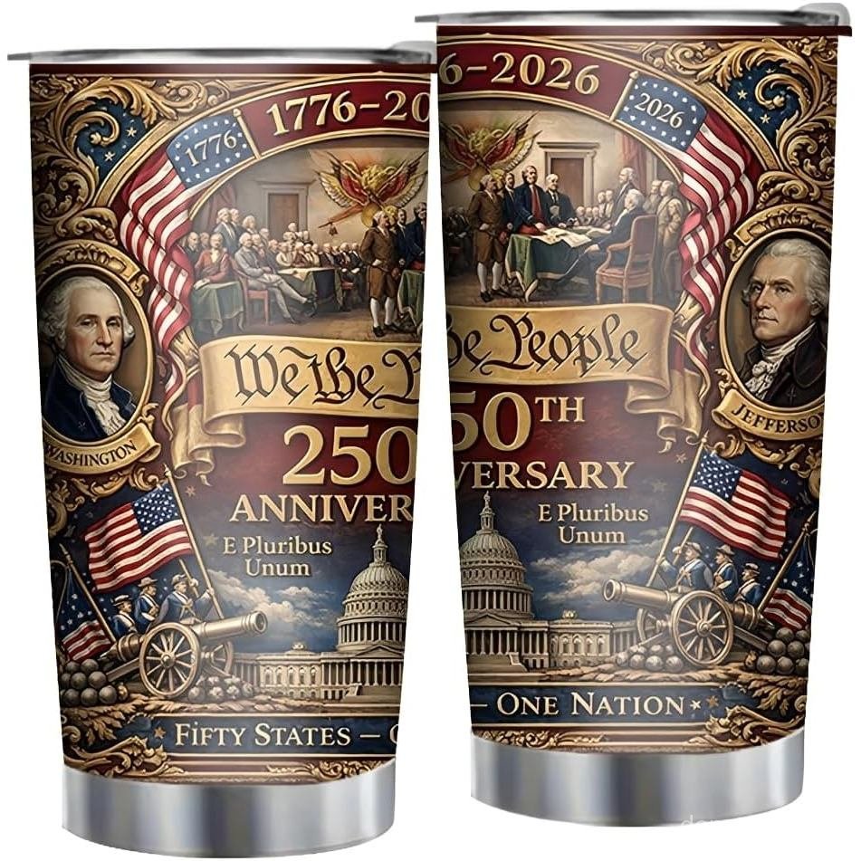 20 oz USA 250th Anniversary Tumbler 1776-926, We The People Patriotic 250 Cup, American Independence