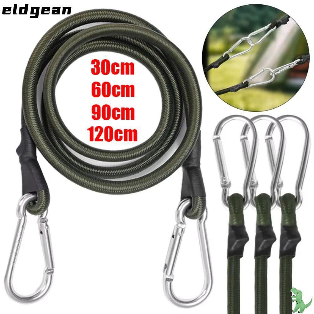 ELDGEAN สายรัด Carabiner, 30/60/90/120 ซม.ยางหนา Bungee Cord, Multi-functional พร้อมตะขอ Camping เชือกยืดหยุ่น Buckl เต็นท์อุปกรณ์เสริม