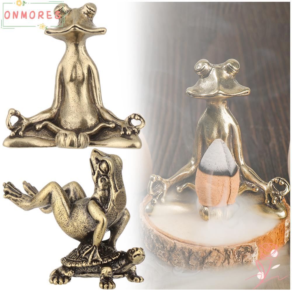 ONMORES ทองเหลืองกบ Censer ตกแต่งบ้านตุ๊กตา Stick Holder Retro ประติมากรรมสัตว์