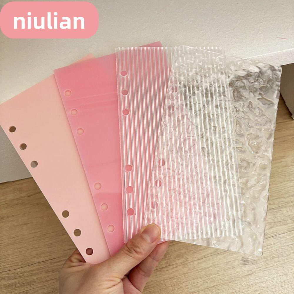 NIULIAN A6 ปกโน๊ตบุ๊ค,อะคริลิคโปร่งใส/ระลอกน้ําหลวมใบโน๊ตบุ๊คเชลล์,INS Hard DIYอัลบั้มภาพโน๊ตบุ๊คBinderโน๊ตบุ๊คเปลือกDIY Scrapbooking