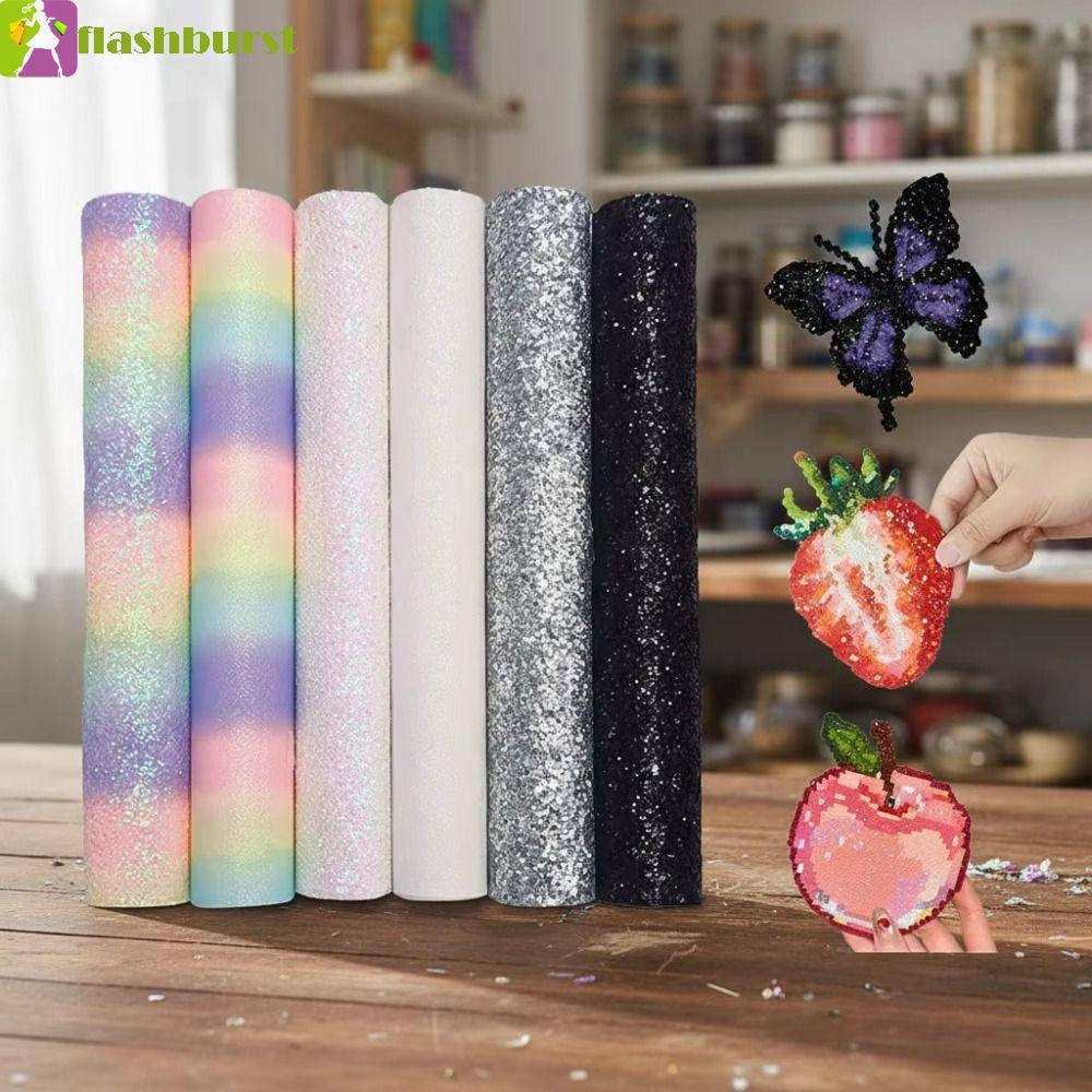 FLASHBURST 6 ชิ้น/เซ็ต Rainbow Glitter ผ้าอบ, DIY Non Stick Melting ลูกปัดผ้าอบ, Heatproof Reusable ลูกปัดทนอุณหภูมิสูงกระดาษทนความร้อน