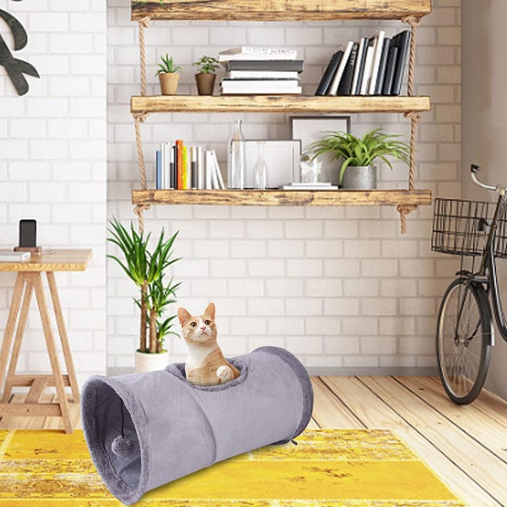 RC Tunnel Cat Tunnel พับได้ - สีเทา