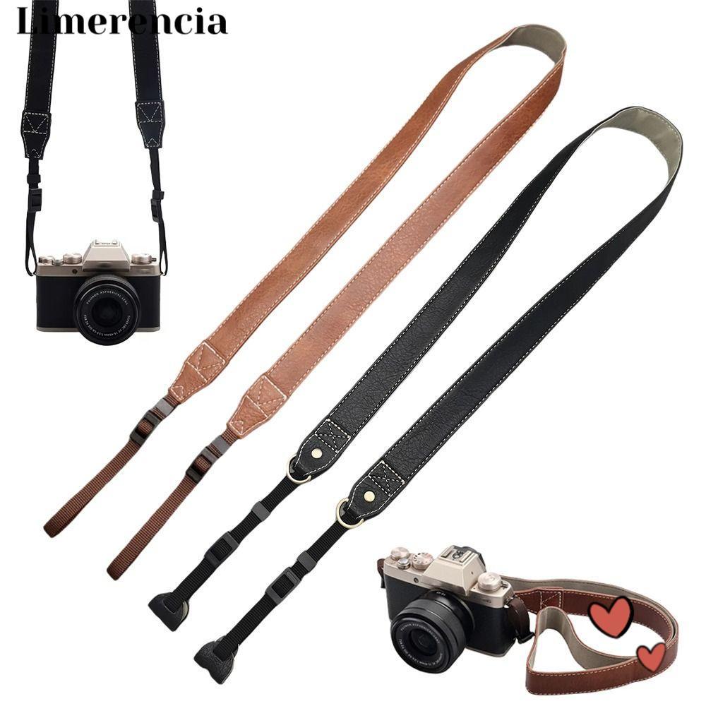LIMERENCIA Micro Single Strap, PU Leather Retro Camera Shoulder Strap Lanyard, Universal Adjustable 