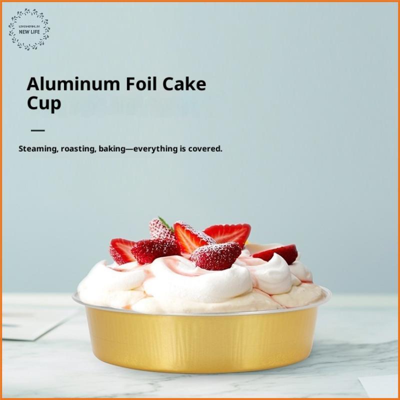 [LS] 10 ชิ้น 210 มิลลิลิตรฟอยล์กลม Ramekins Cupcake ถ้วยอบผู้ถือกรณีพร้อมฝาปิด,อลูมิเนียมฟอยล์ Cupca