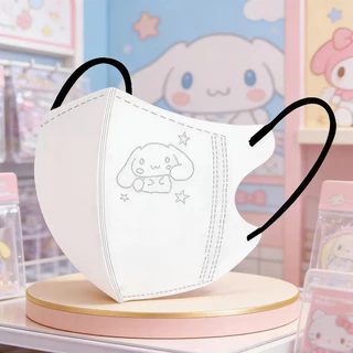 SANRIO หน้ากากเด็ก 3ง แบบใช้แล้วทิ้งป้องกัน 3 มิติสําหรับอายุ 4-12 บรรจุแยกชิ้นสีขาว ซานริโอ ตราประทับเหล็กหน้ากากเด็กหน้ากากระบายอากาศสําหรับเด็กชายแ