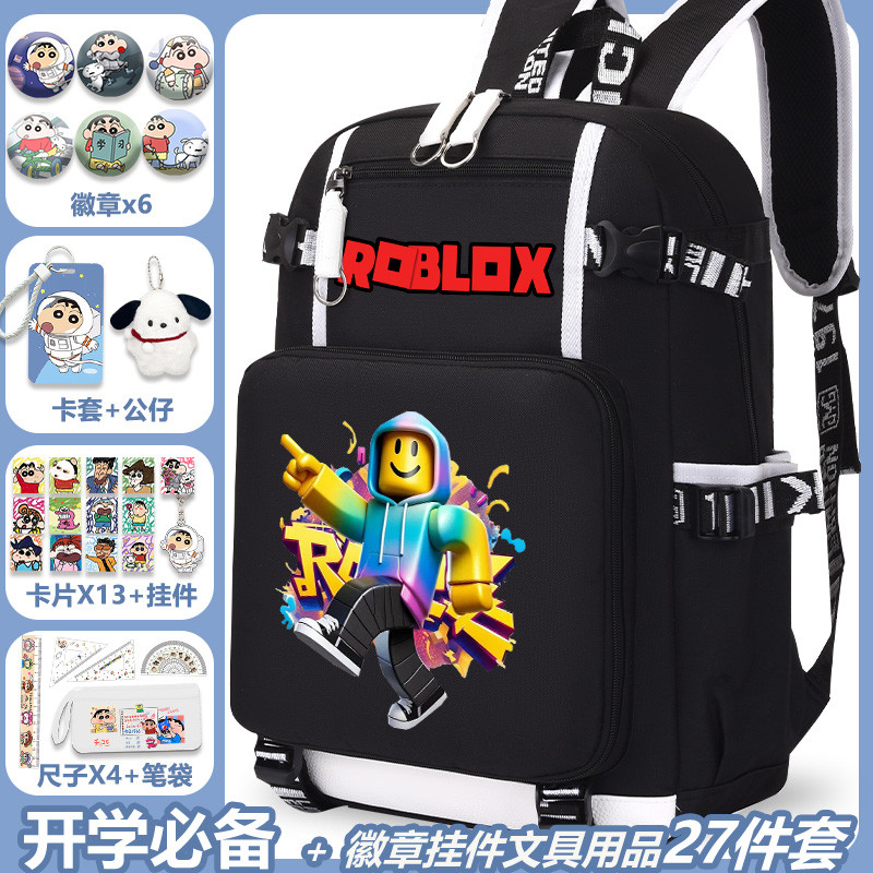 กระเป๋าเป้ Roblox สำหรับนักเรียนระดับประถมและมัธยม กระเป๋าสะพายคู่ความจุขนาดใหญ่สำหรับเด็กชายและเด็กหญิง