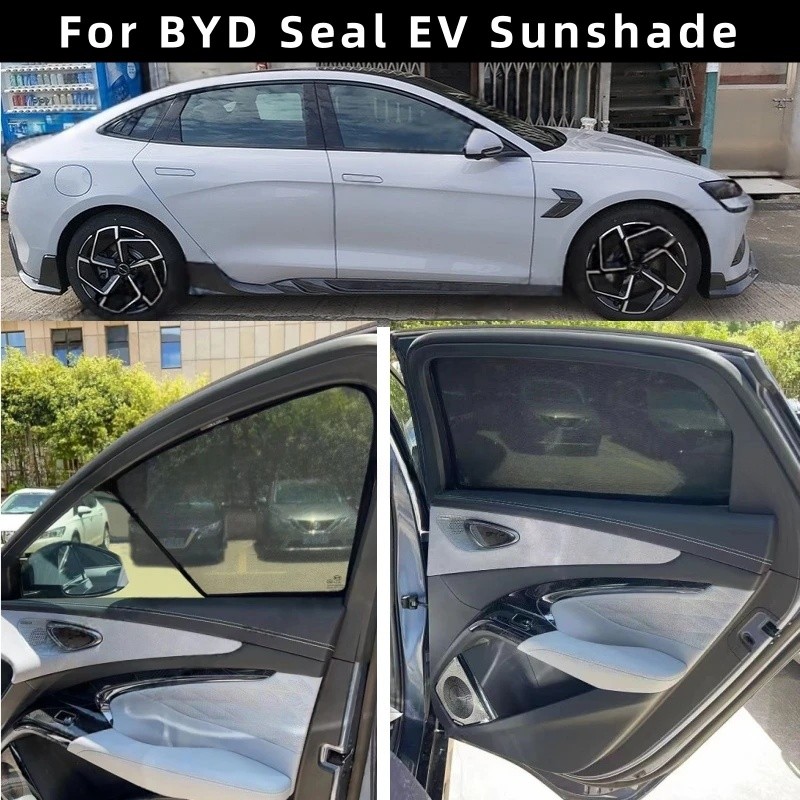 เหมาะสําหรับ BYD SEAL EV ม่านบังแดดหน้าต่างรถยนต์, แผ่นกั้นบังแดดประตูด้านหน้าและด้านข้าง, ม่านตาข่าย