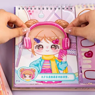 ของเล่นระบายสีสติ๊กเกอร์กราฟฟิตี้สำหรับเด็ก สมุดวาดภาพและระบายสีสำหรับเด็กผู้หญิง สติ๊กเกอร์ระบายสีเจ้าหญิงนินิ ของเล่นแ