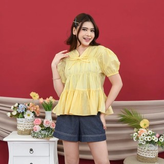 RF FASHION - FOILA RUBBER BLOUSE ATASAN KERUT DADA KOREAN STYLE WANITA KEKINIAN -NP