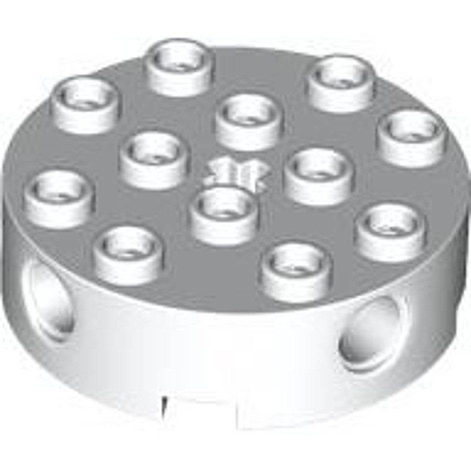 Brick2cube Part - Brick, Round 4 x 4 with 4 Side Pin Holes and Center Axle Hole - 6222