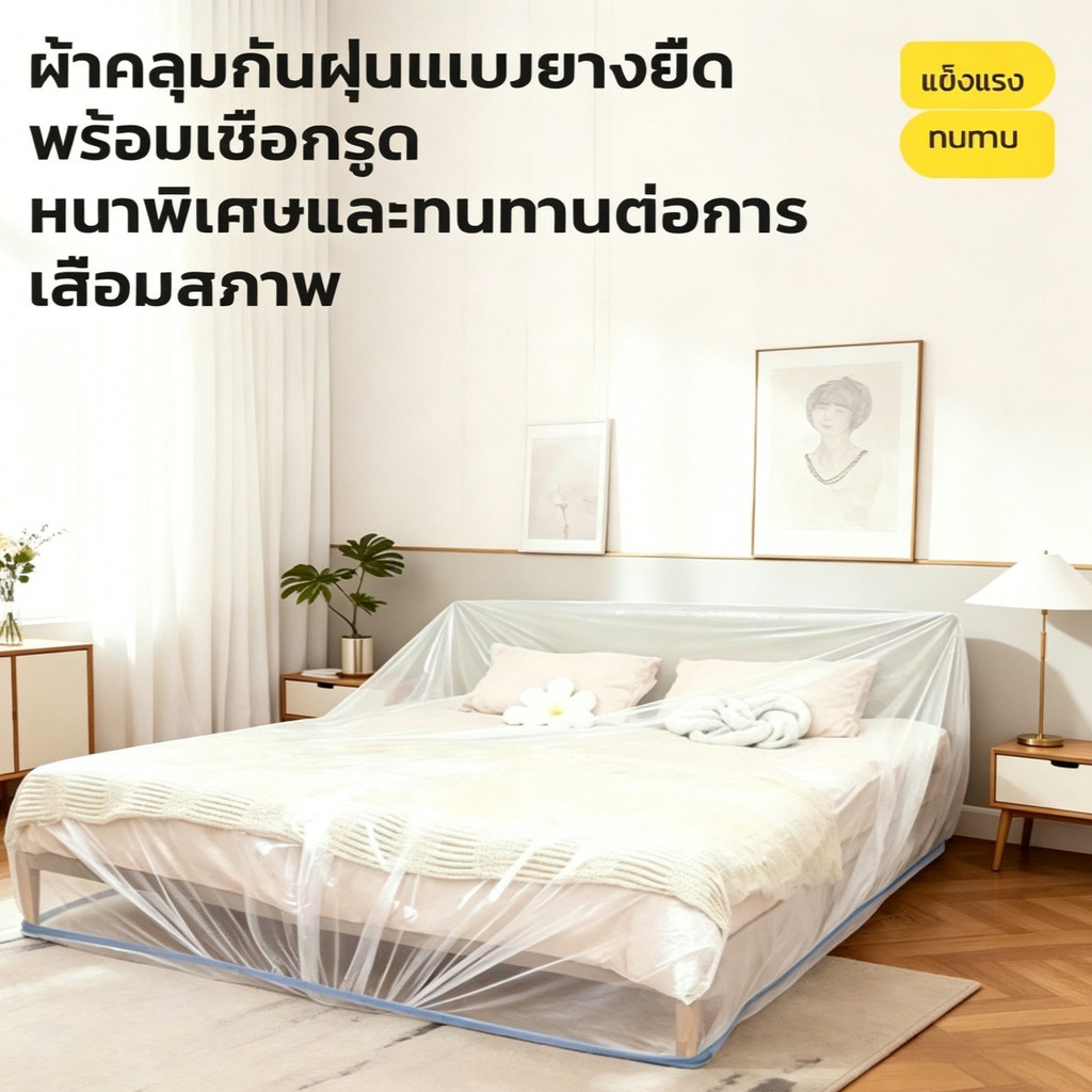 【หนาพิเศษ】ฝาครอบกันฝุ่นขอบยางยืด สำหรับเตียง โซฟา เฟอร์นิเจอร์ กันน้ำกันแดด ไม่ฉีกขาด ใช้ยาวนาน